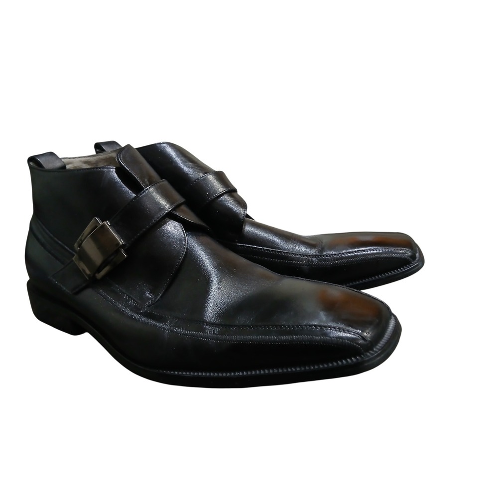 Stacy Adams Mens Black Leather Square Toe Monk Strap Dress Boots Size 12M